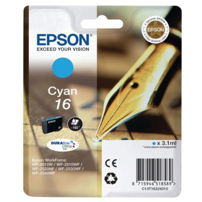 Epson Pen 16 DURABrite Ultra Ink, Ink Cartridge, Cyan Single Pack, C13T16224010 Epson Pen 16 DURABrite Ultra Ink, Ink Cartridge, Cyan Single Pack, C13T16224010